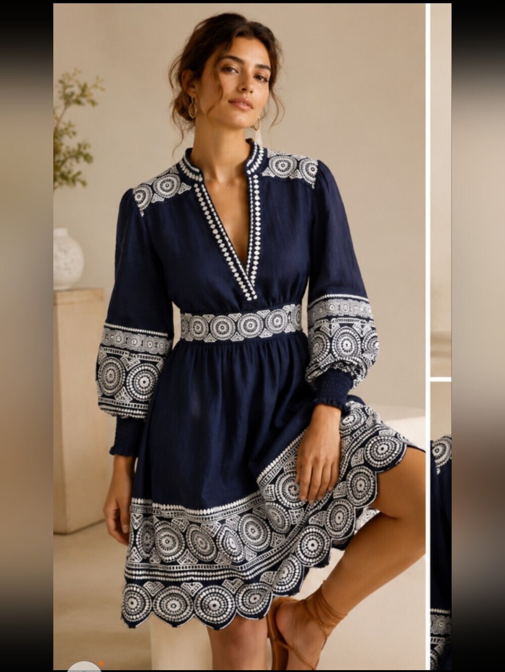 Boden NWTs Tasmin Linen Embroidered Dress
